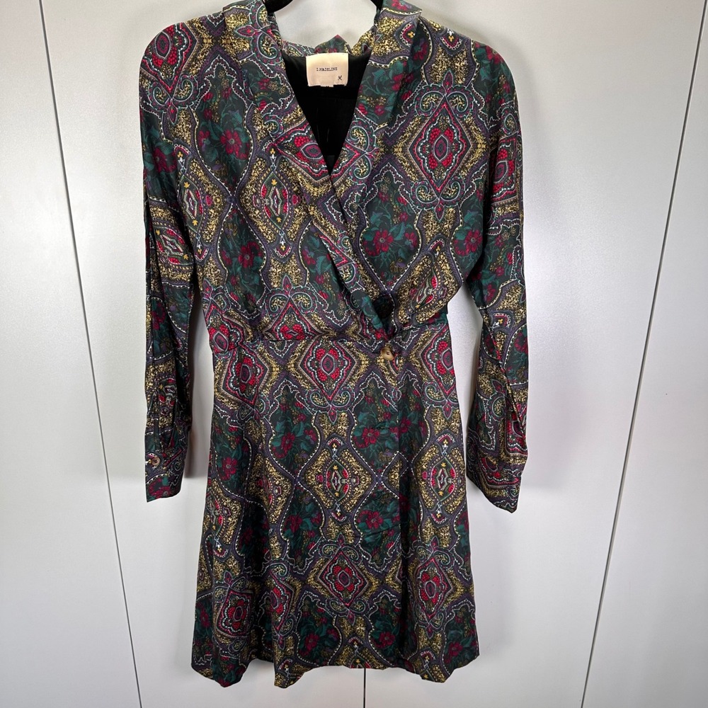 NWT I. Madeline Women's Medium Paisley‎ Print Long Sleeve Wrap Dress